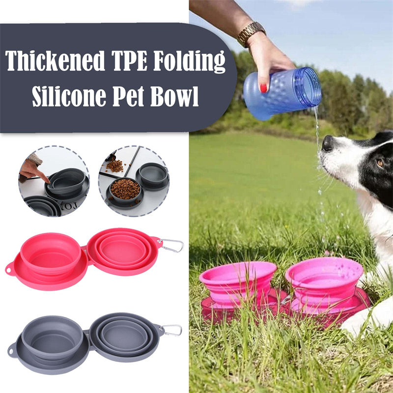 Foldable Double Rubber Pet Feeding Bowl for Dogs and Cats