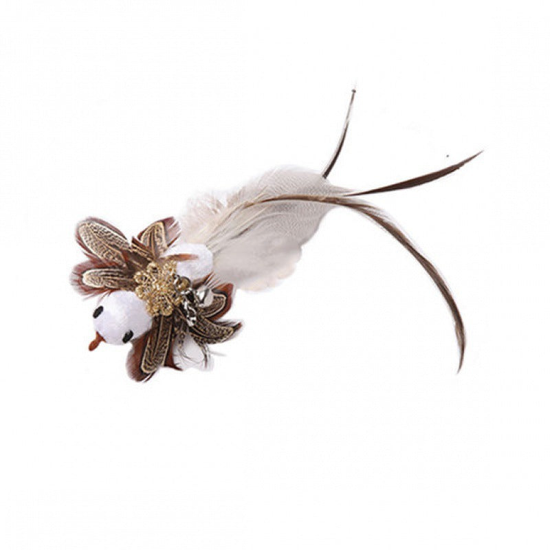 Replaceable Head Cat Teaser Stick Feather & Wire Pole