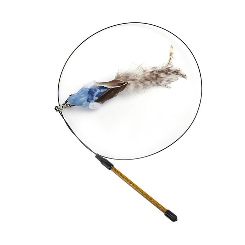 Replaceable Head Cat Teaser Stick Feather & Wire Pole