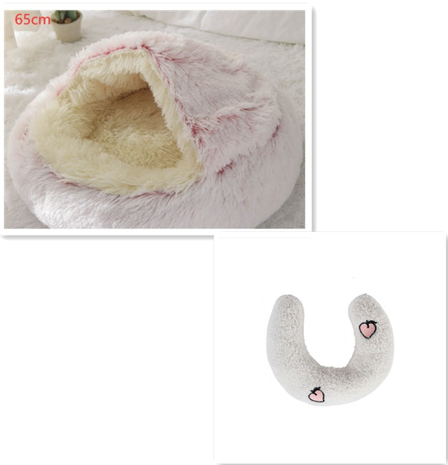 2 in 1 Round Plush Pet Bed for Dogs and Cats