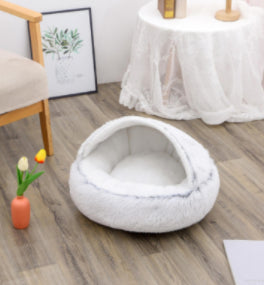 2 in 1 Round Plush Pet Bed for Dogs and Cats