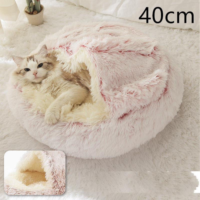 2 in 1 Round Plush Pet Bed for Dogs and Cats