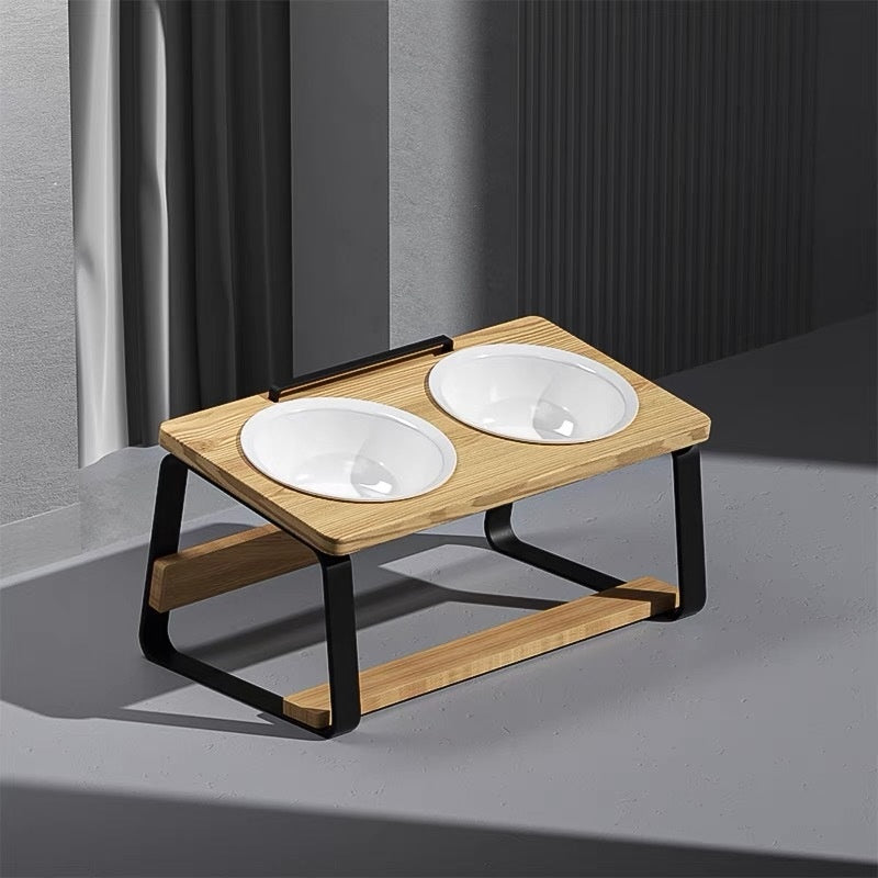 Ceramic Double Pet Bowl Spine-Friendly Cat Feeder