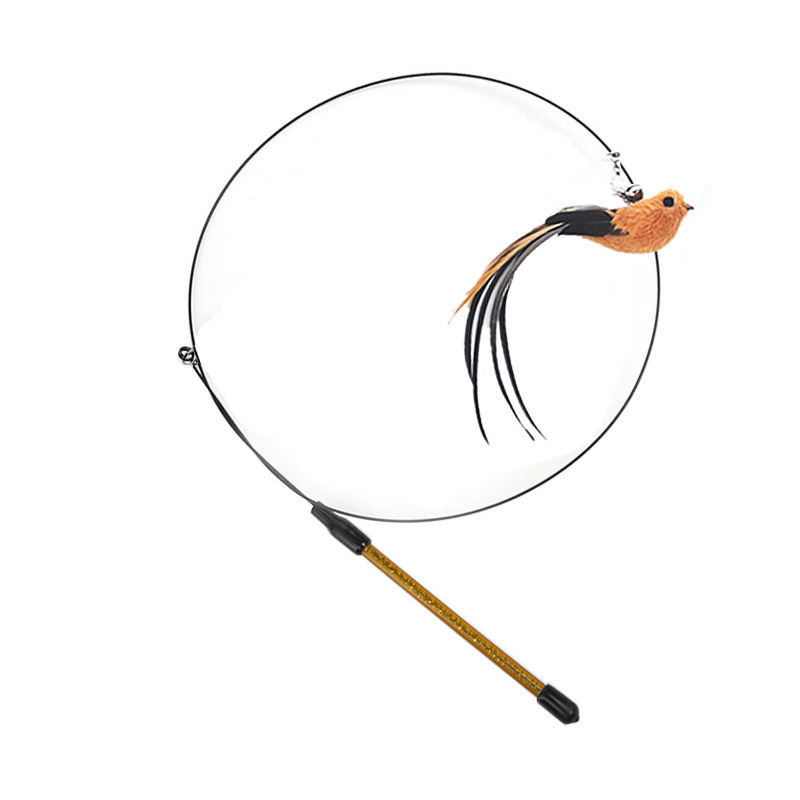 Replaceable Head Cat Teaser Stick Feather & Wire Pole