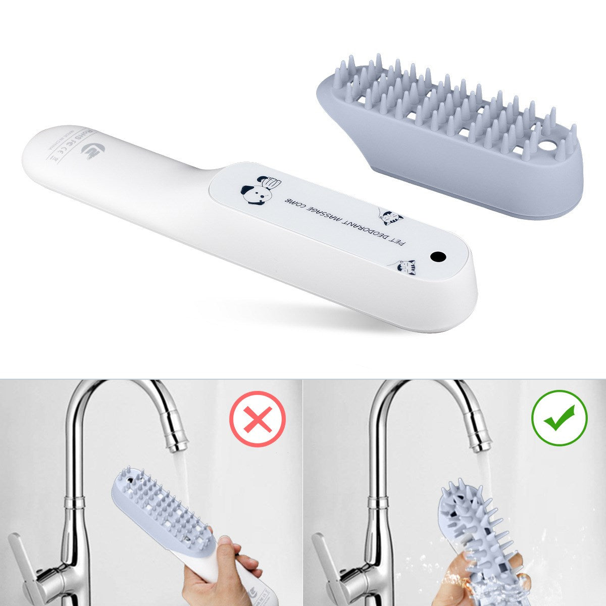 Pet Silicone Massage Brush Fur Remover & Grooming