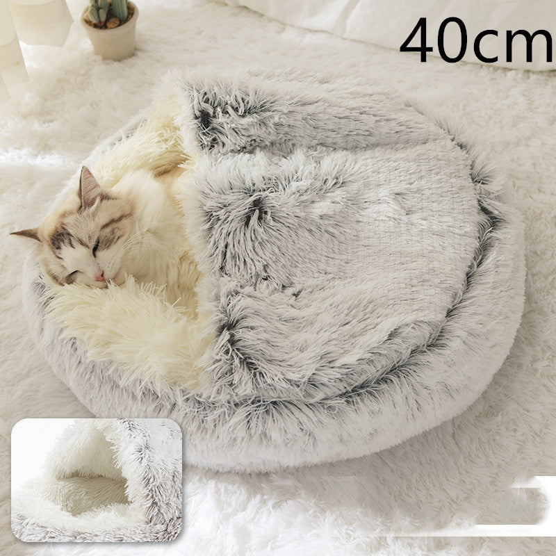 2 in 1 Round Plush Pet Bed for Dogs and Cats