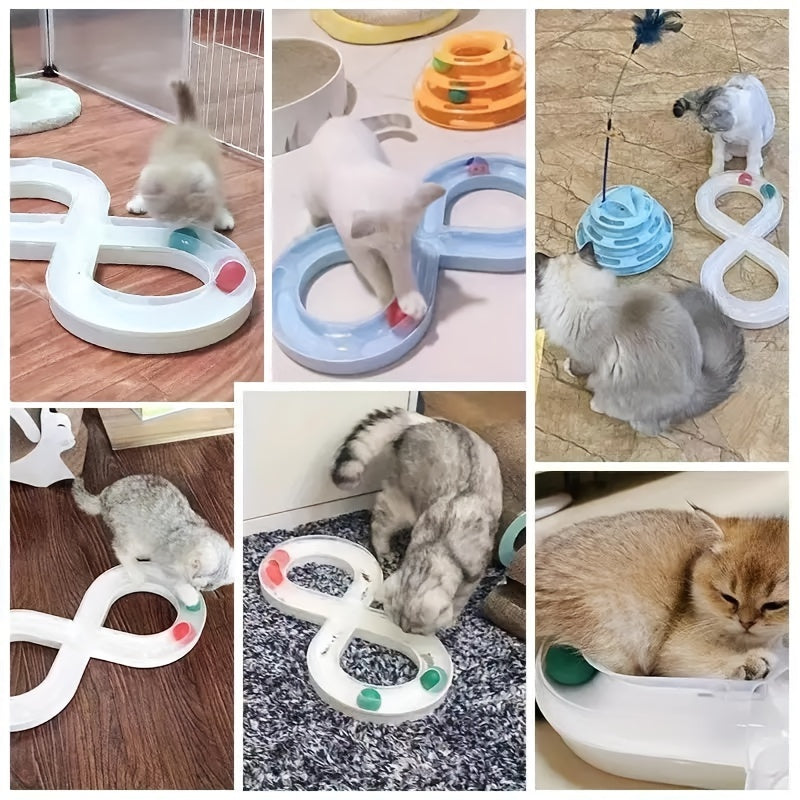 Interactive Cat Toy Track Ball Turntable for Kittens
