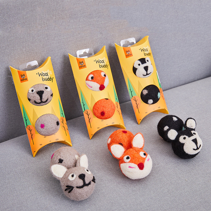 Colorful Felt Cat Toy Ball with Bell Interactive Play