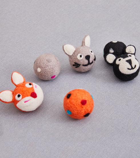 Colorful Felt Cat Toy Ball with Bell Interactive Play