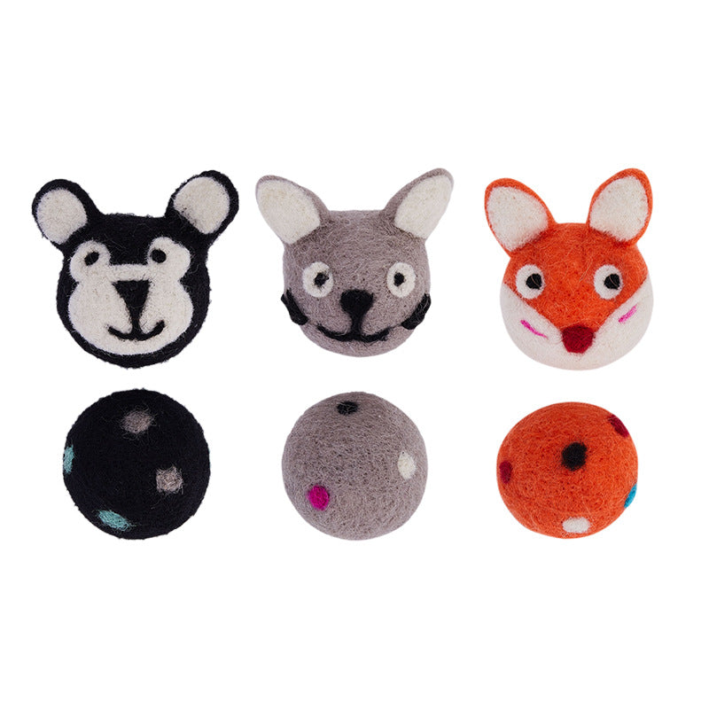 Colorful Felt Cat Toy Ball with Bell Interactive Play