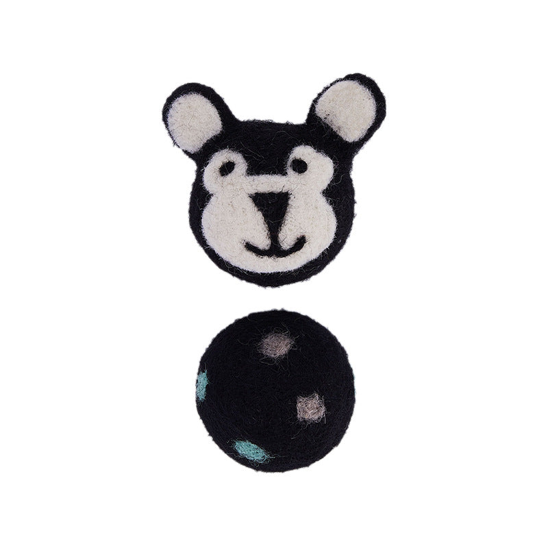 Colorful Felt Cat Toy Ball with Bell Interactive Play