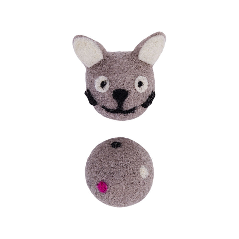 Colorful Felt Cat Toy Ball with Bell Interactive Play