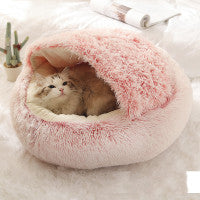 2 in 1 Round Plush Pet Bed for Dogs and Cats