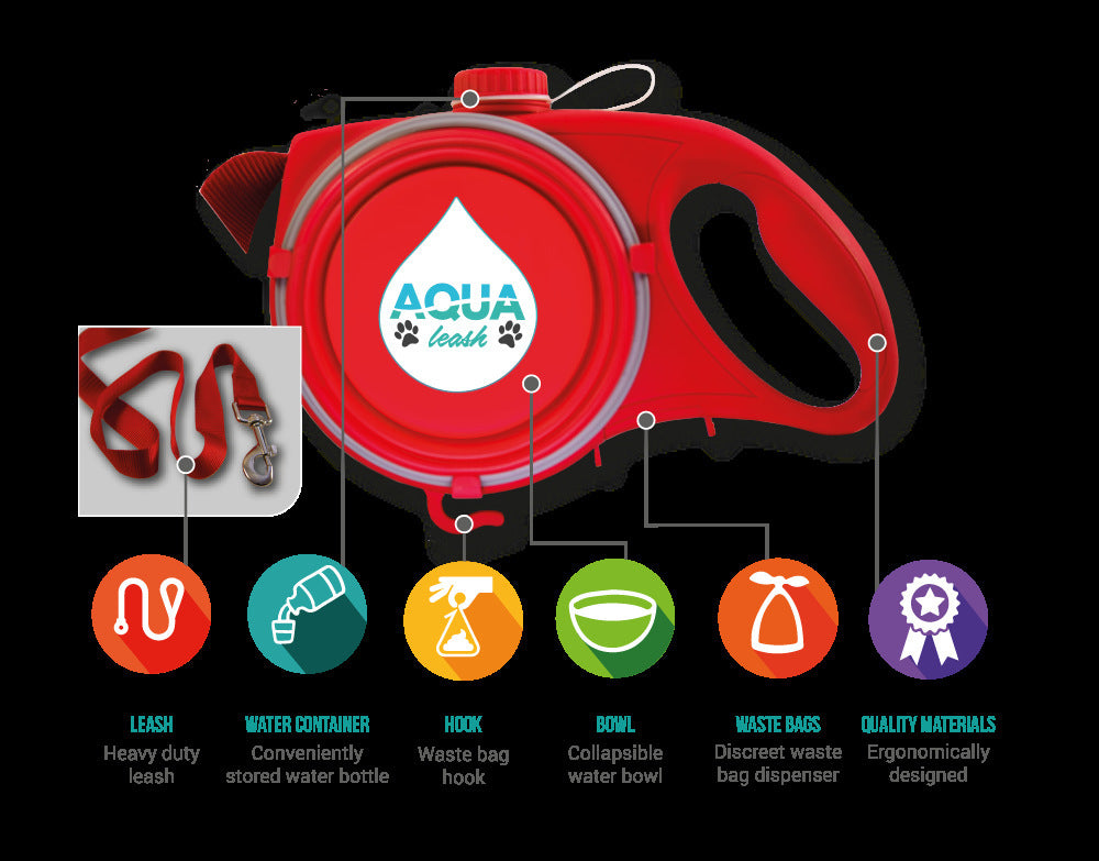 Multifunctional Portable Pet Leash with Bottle