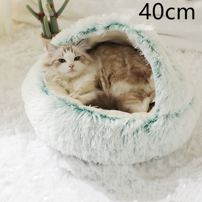 2 in 1 Round Plush Pet Bed for Dogs and Cats