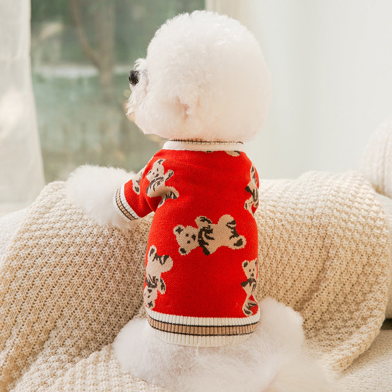 Cute Bear Pattern Dog & Cat Sweater Warm & Lightweight