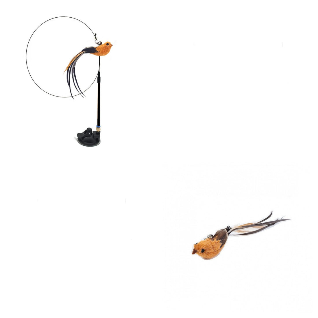 Replaceable Head Cat Teaser Stick Feather & Wire Pole