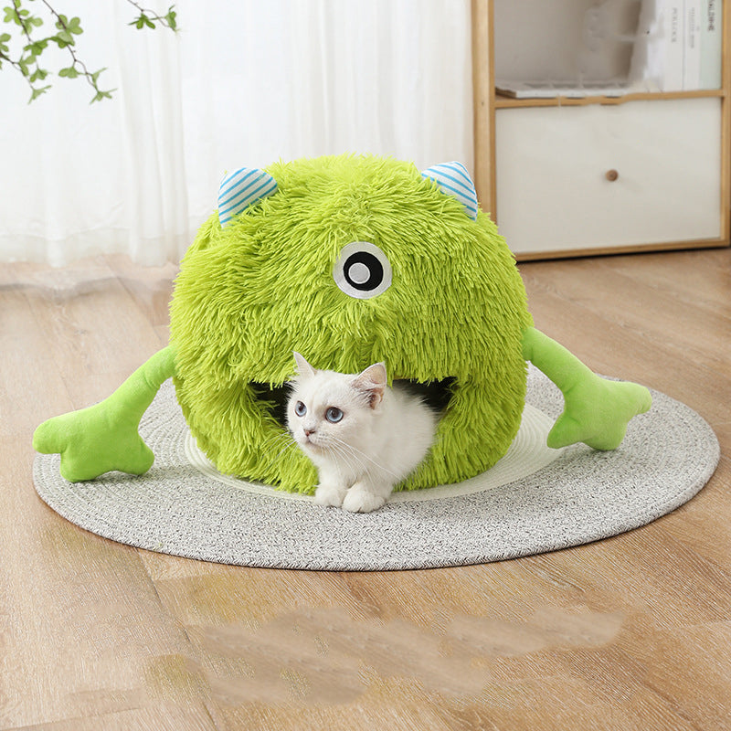 Machine-Washable Round Cat Bed Fluffy, Non-Slip, Self-Warming