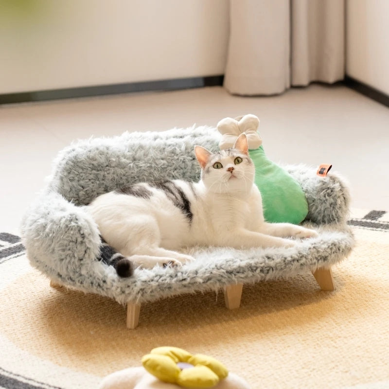 Luxury Wooden Pet Bed Safe Cat & Small Dog Bed