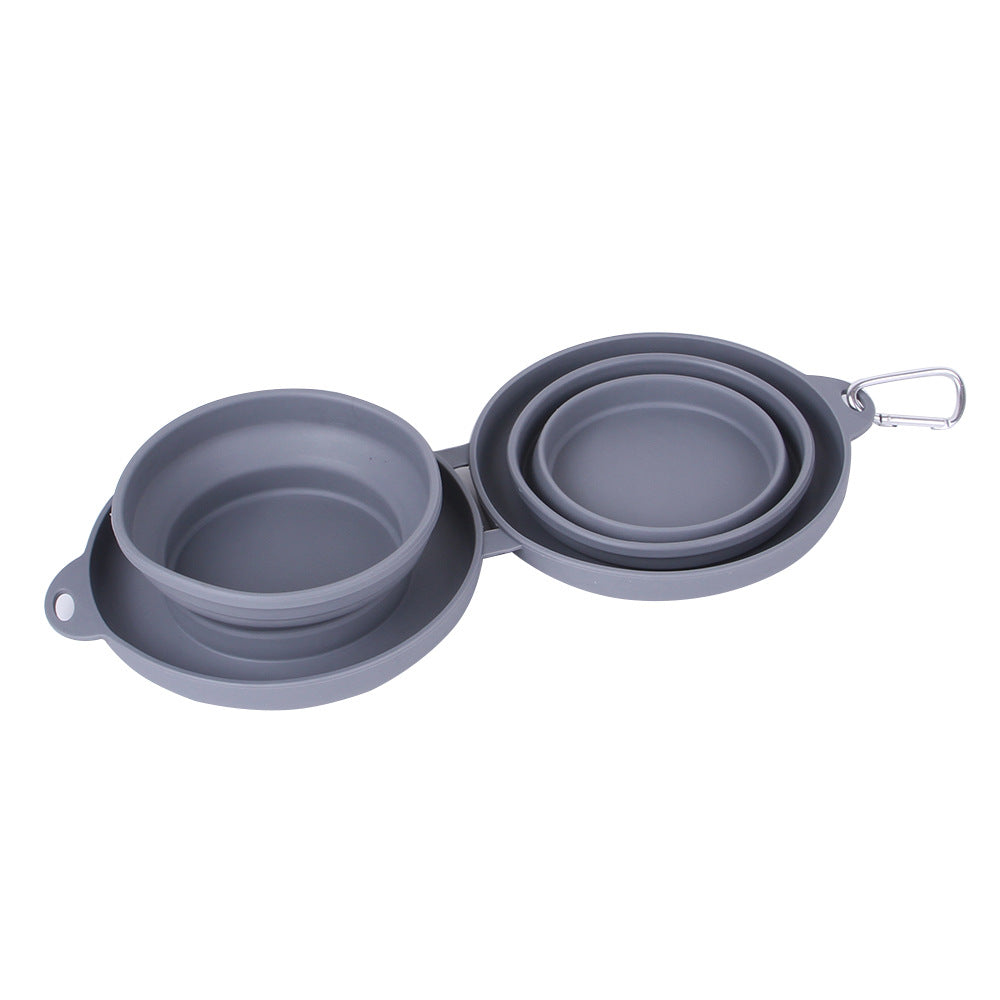 Foldable Double Rubber Pet Feeding Bowl for Dogs and Cats