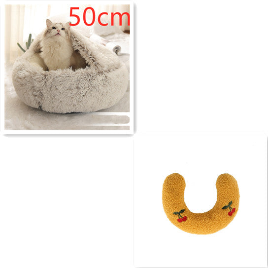 2 in 1 Round Plush Pet Bed for Dogs and Cats