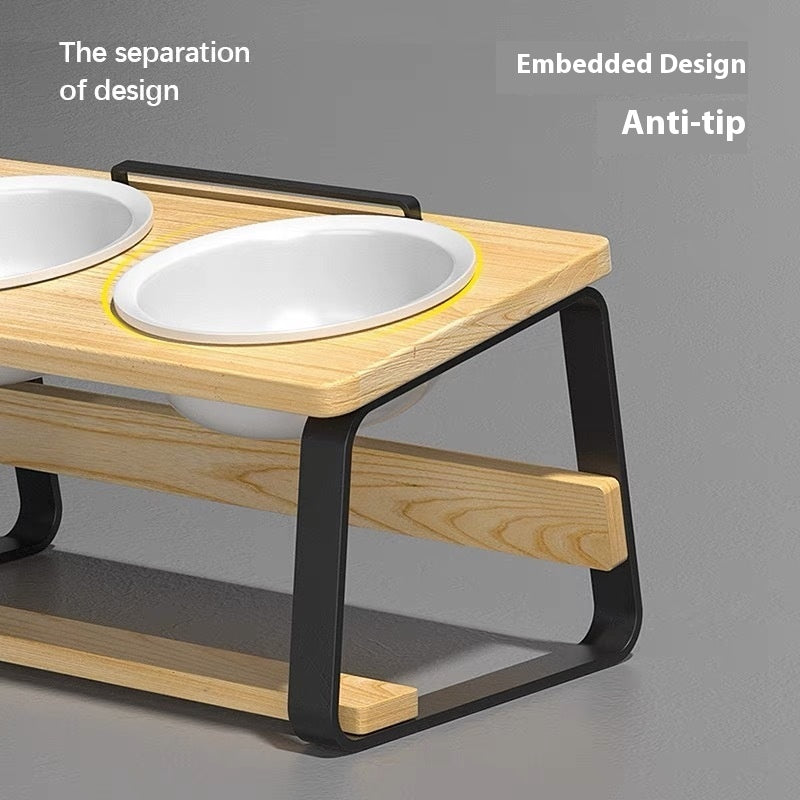 Ceramic Double Pet Bowl Spine-Friendly Cat Feeder