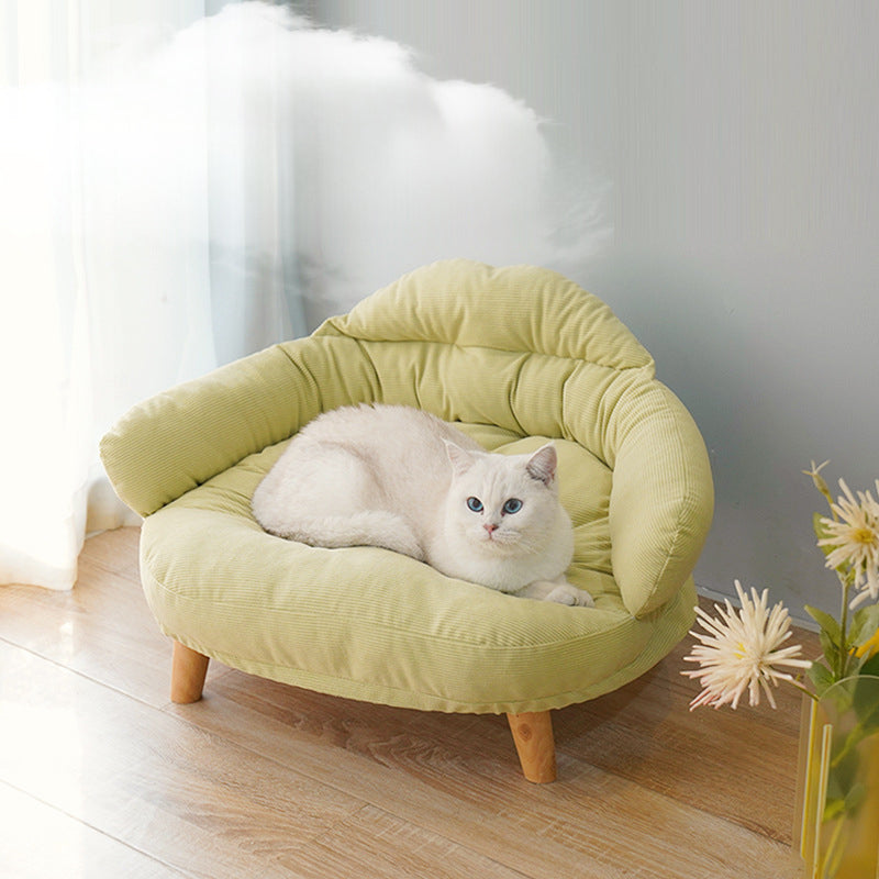 Four-Season Elevated Cat Bed Solid Wood, Thickened