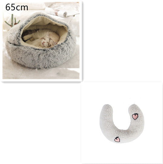 2 in 1 Round Plush Pet Bed for Dogs and Cats