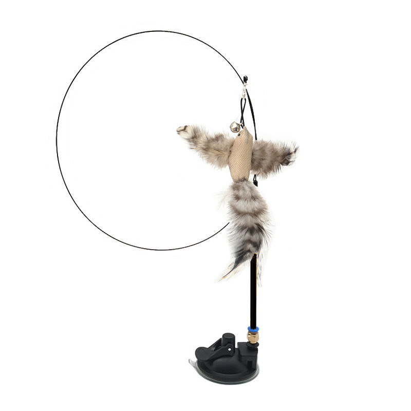 Replaceable Head Cat Teaser Stick Feather & Wire Pole