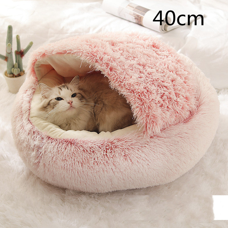 2 in 1 Round Plush Pet Bed for Dogs and Cats