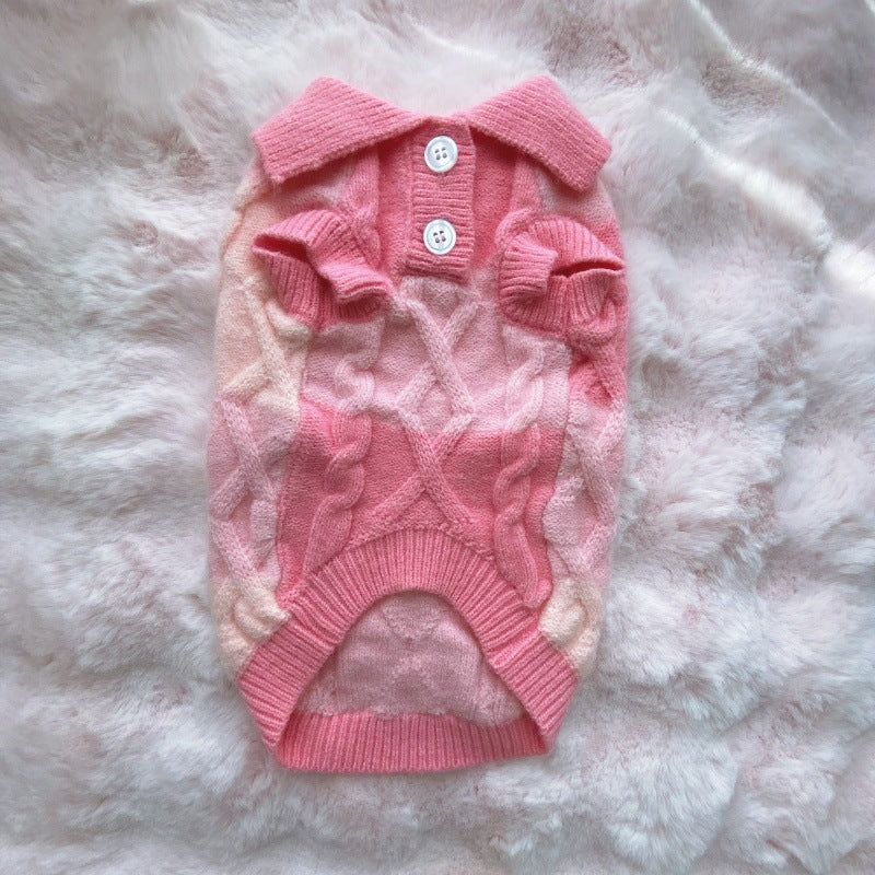 Plaid Polo Collar Sweater for Small Pets