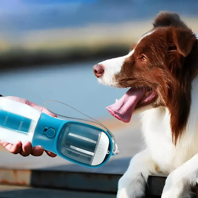 Portable 3-in-1 Dog Water Food Cup with Waste Bag Holder