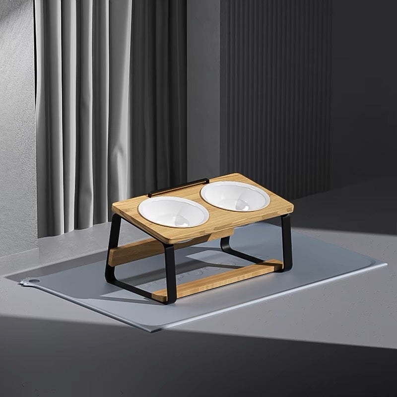Ceramic Double Pet Bowl Spine-Friendly Cat Feeder