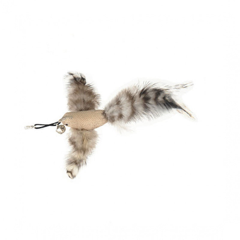 Replaceable Head Cat Teaser Stick Feather & Wire Pole