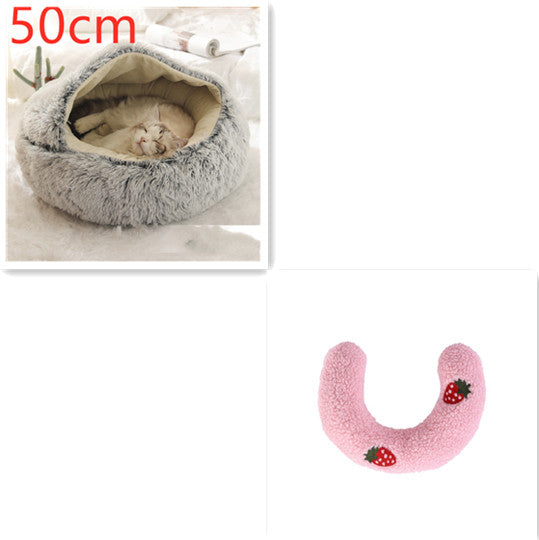 2 in 1 Round Plush Pet Bed for Dogs and Cats