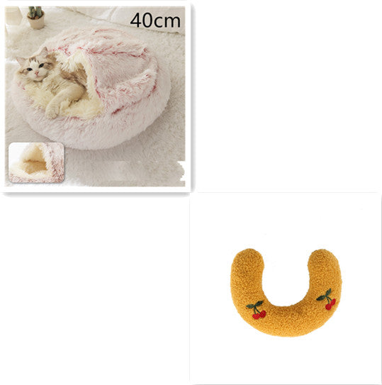 2 in 1 Round Plush Pet Bed for Dogs and Cats