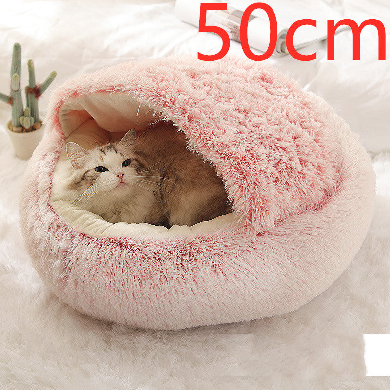 2 in 1 Round Plush Pet Bed for Dogs and Cats