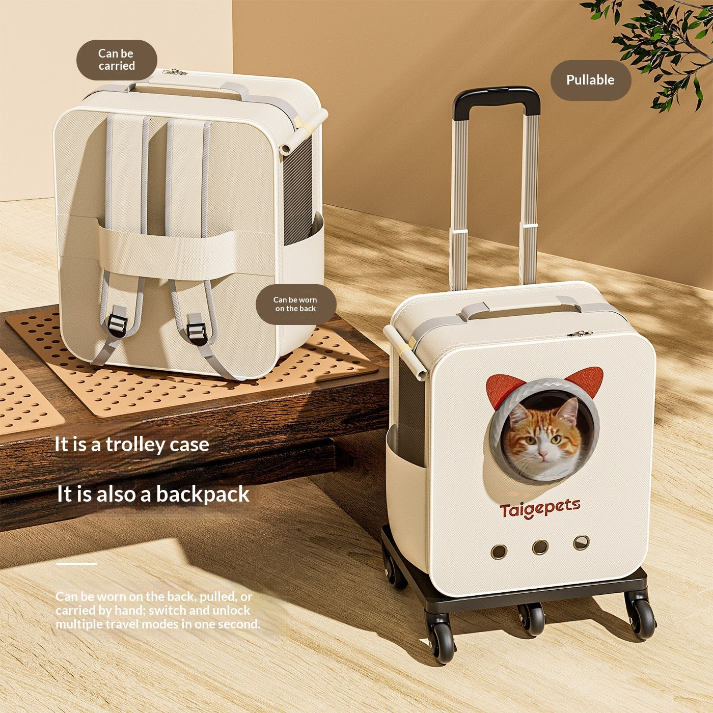 Large-Capacity Portable Pet Trolley Carrier