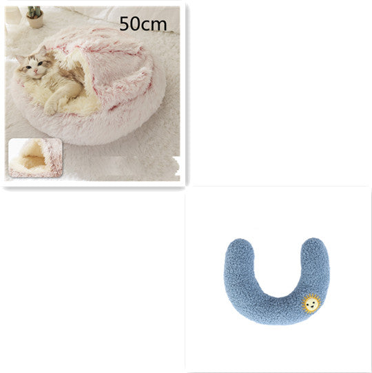 2 in 1 Round Plush Pet Bed for Dogs and Cats