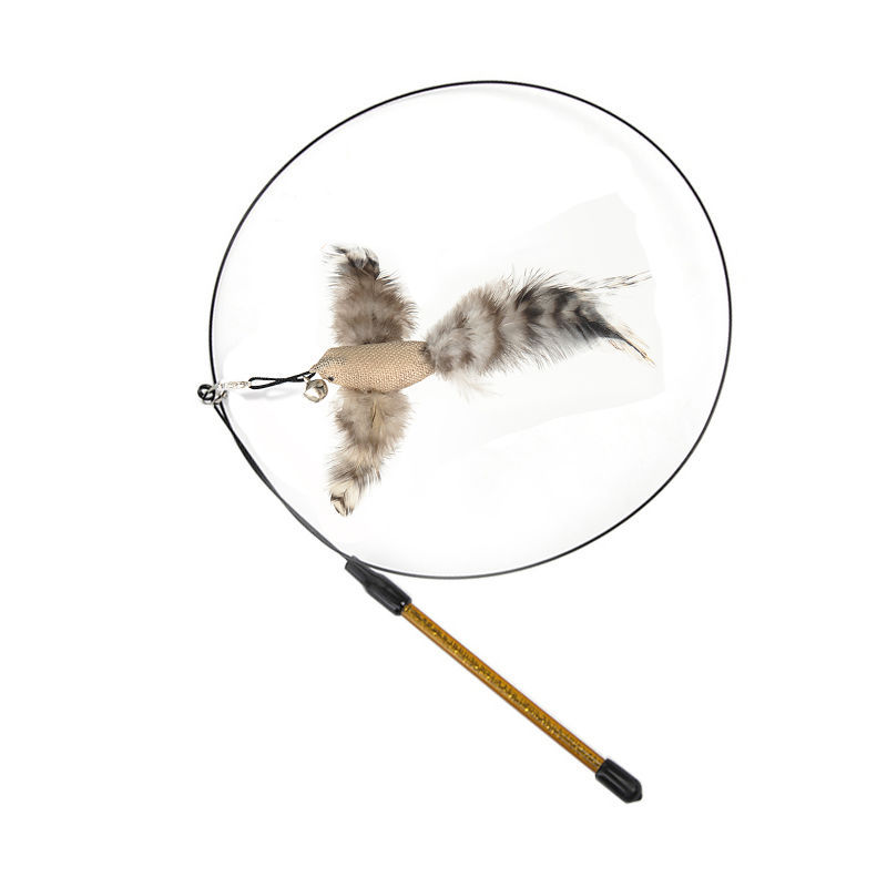 Replaceable Head Cat Teaser Stick Feather & Wire Pole