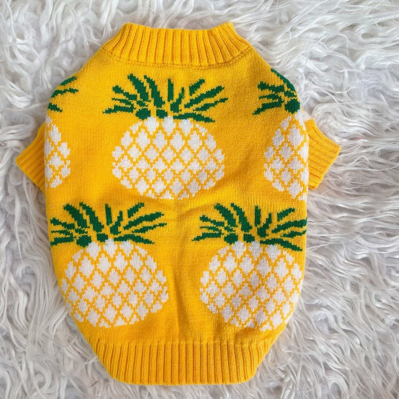 Cute Pineapple Print Sweater for Pets Autumn & Winter
