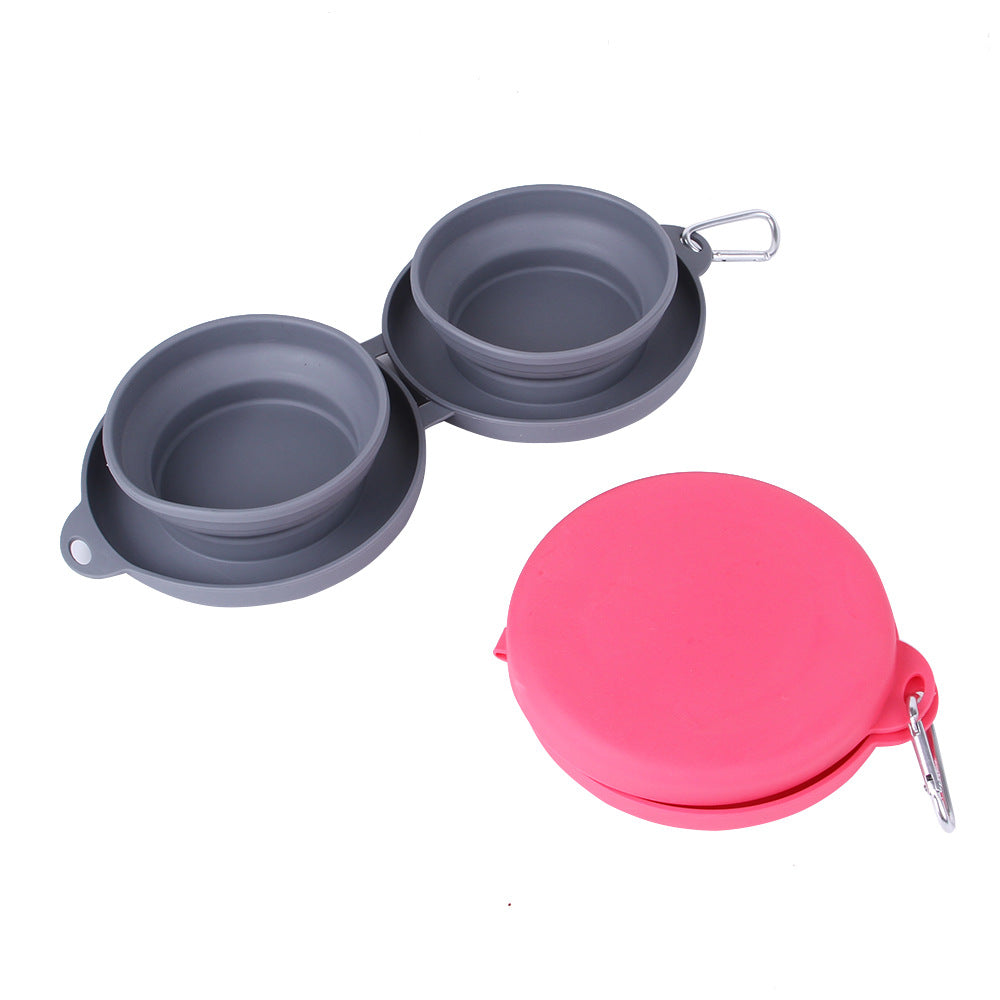 Foldable Double Rubber Pet Feeding Bowl for Dogs and Cats