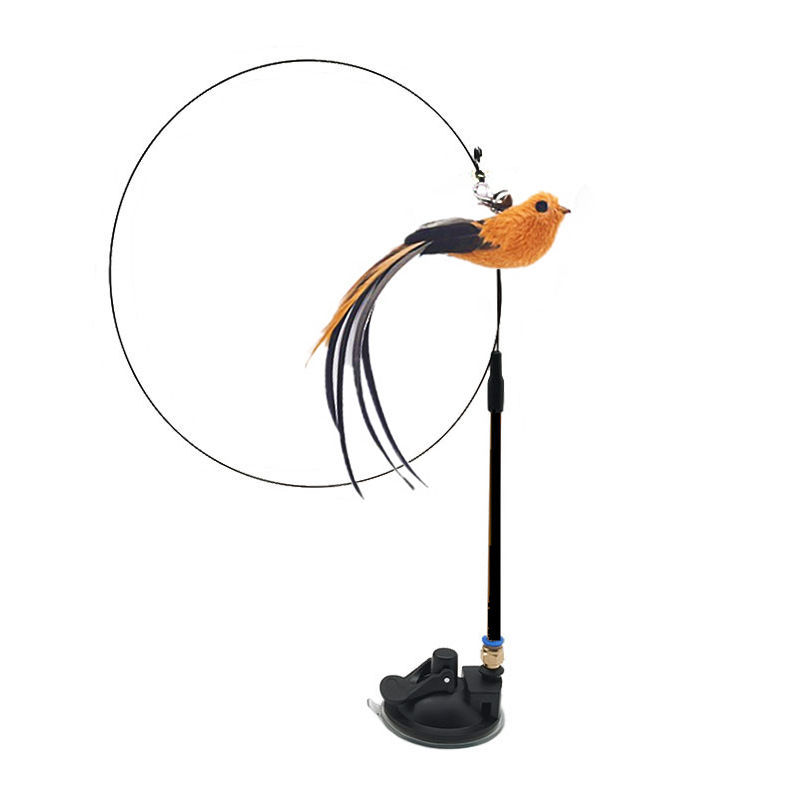 Replaceable Head Cat Teaser Stick Feather & Wire Pole