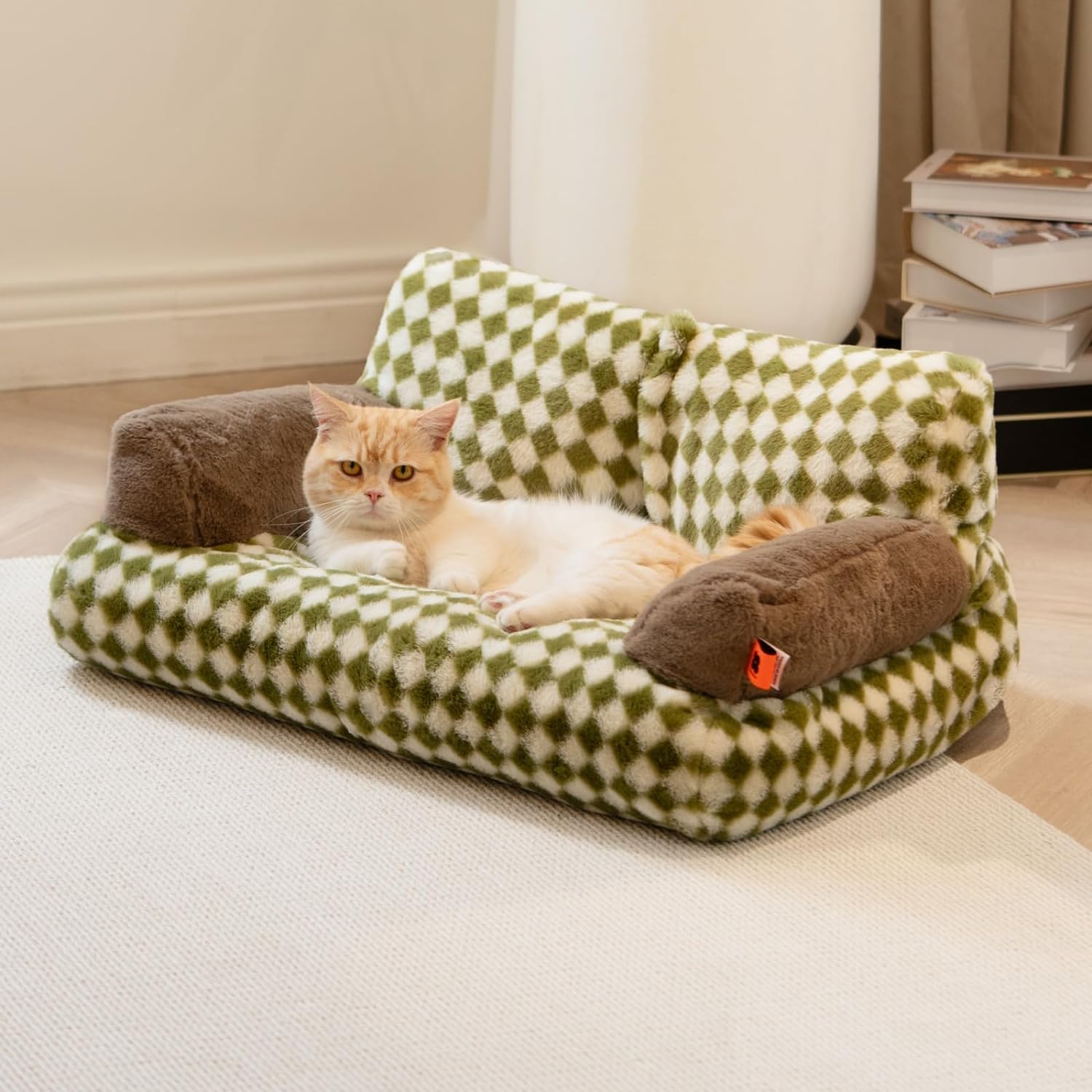 Fluffy Washable Pet Couch Bed for Cats and Small Dogs