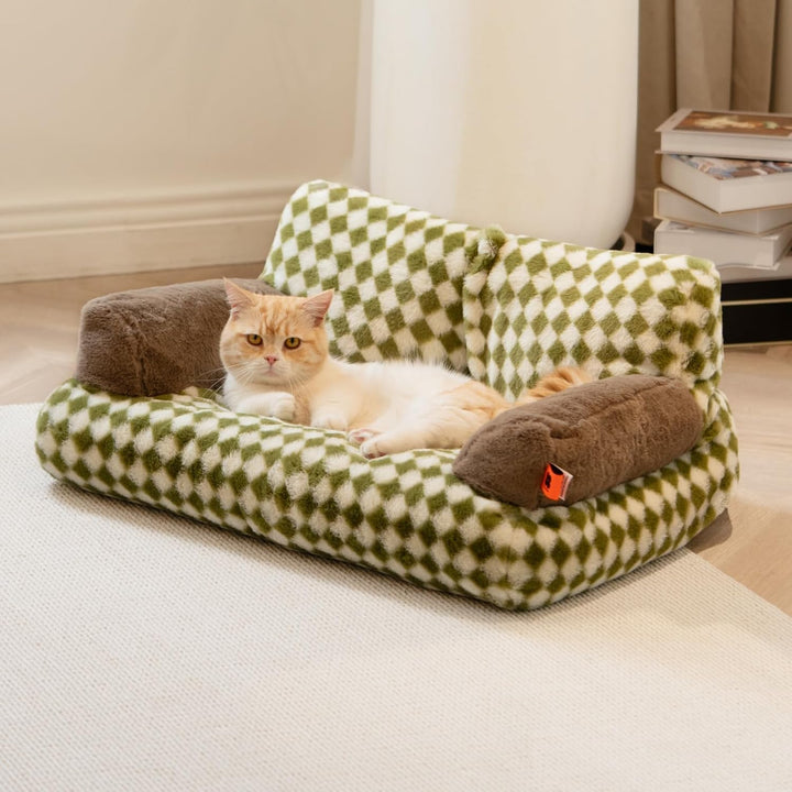 Fluffy Washable Pet Couch Bed for Cats and Small Dogs