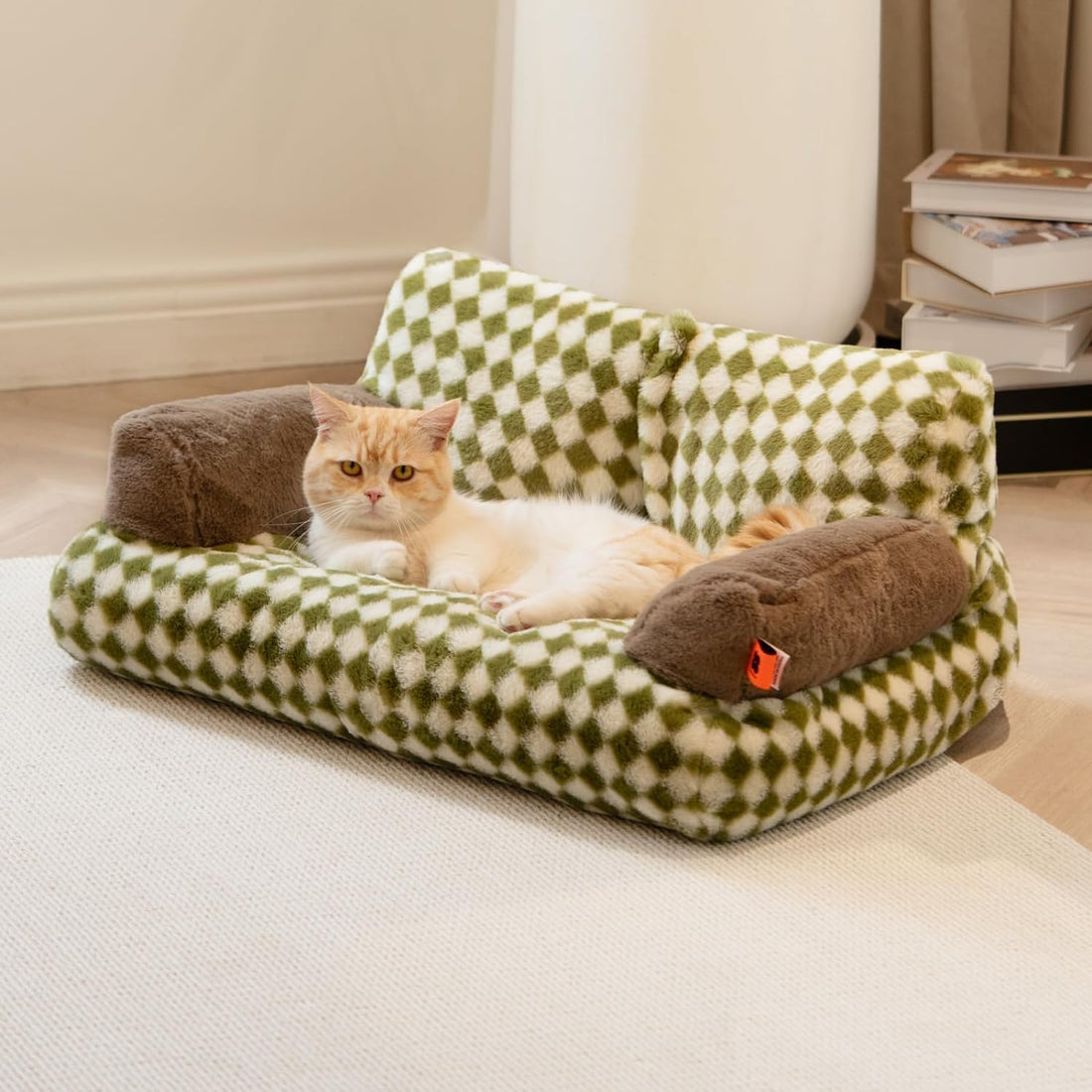Fluffy Washable Pet Couch Bed for Cats and Small Dogs