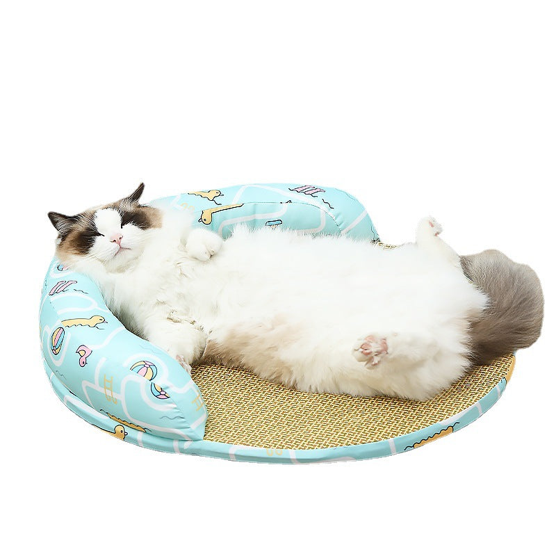 Summer Cool Pet Sofa Bed Weaving Rattan Pillow for Cats and Dogs