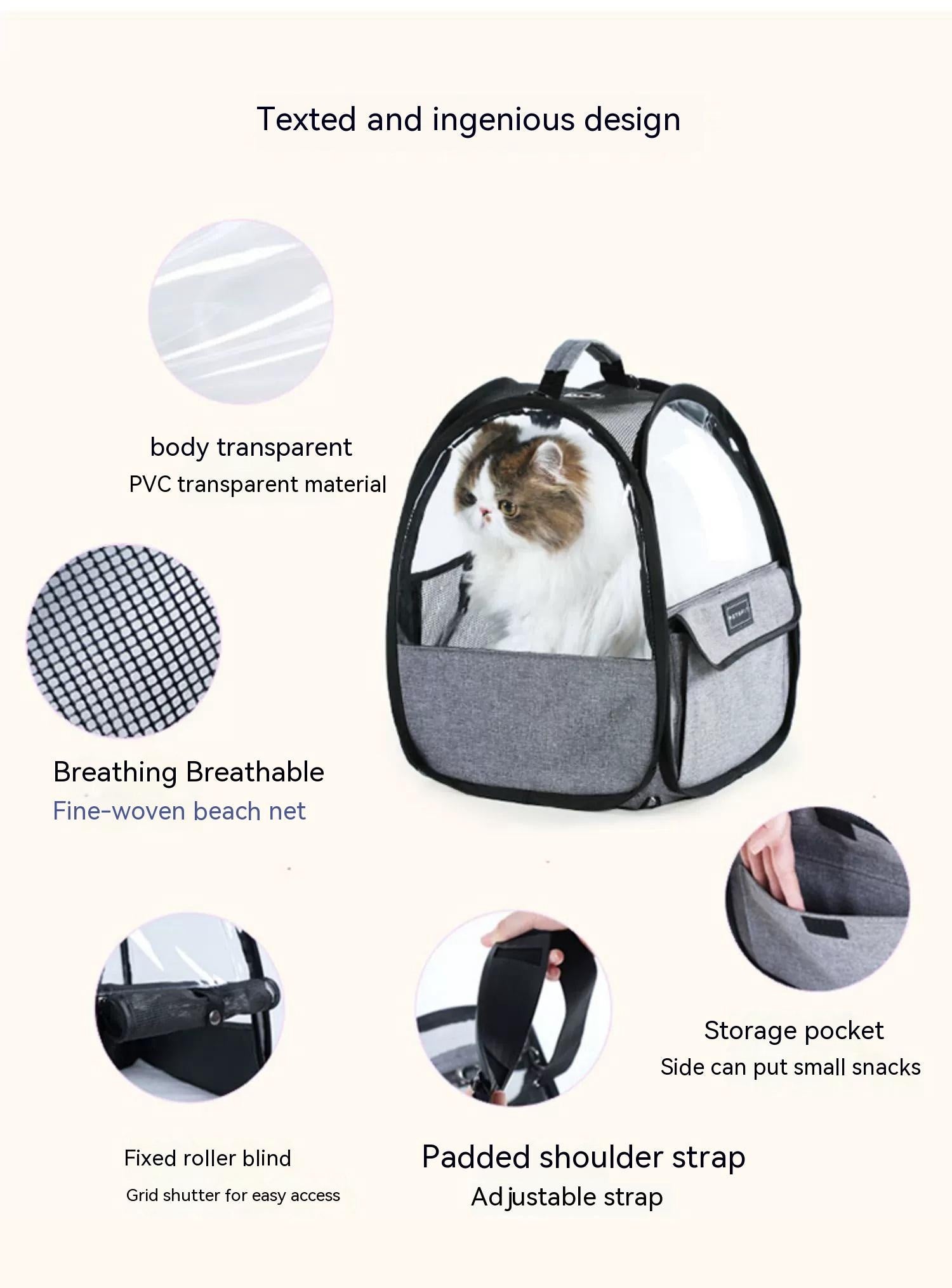 Transparent Foldable Cat Carrier Handbag
