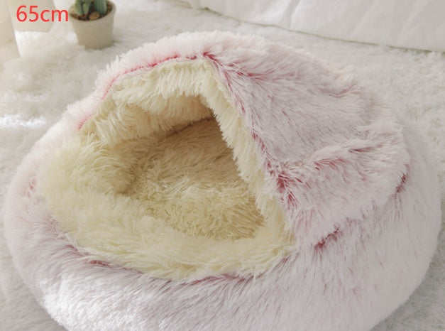 2 in 1 Round Plush Pet Bed for Dogs and Cats