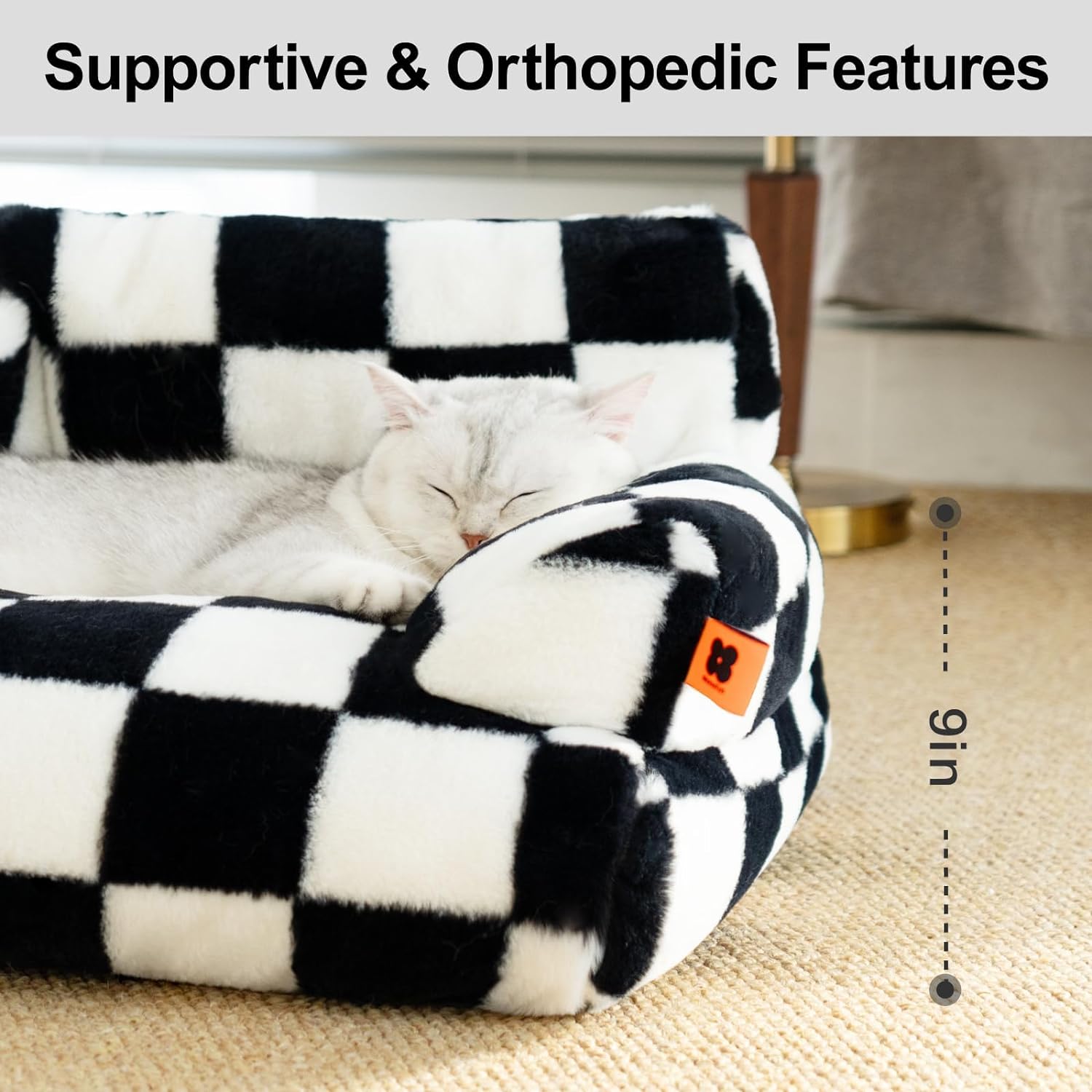 Fluffy Washable Pet Couch Bed for Cats and Small Dogs